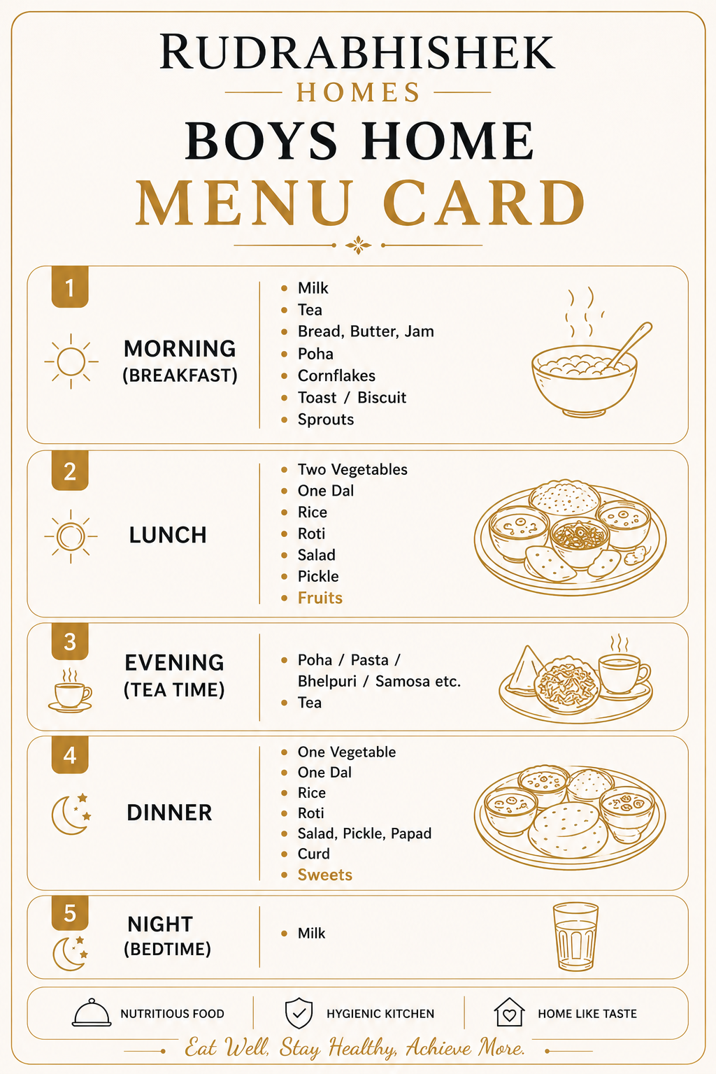Rudrabhishek Homes Daily Menu Card